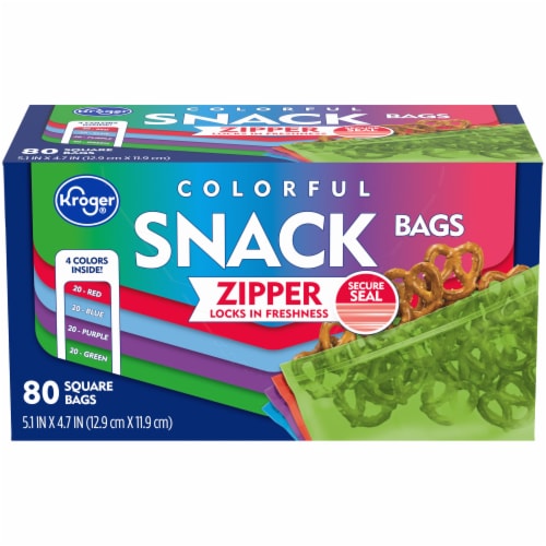 Great Value Fresh Seal Zipper Square Snack Bags, 200 Count 