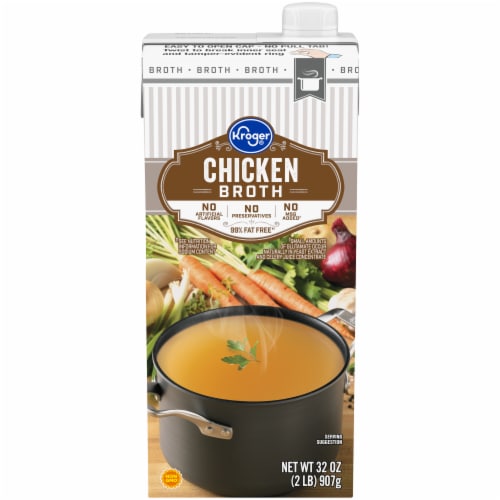 Kroger® 99% Fat Free Chicken Broth Perspective: front