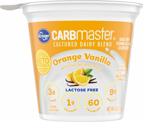 Kroger Carbmaster Orange Low Fat Yogurt Cup Perspective: front
