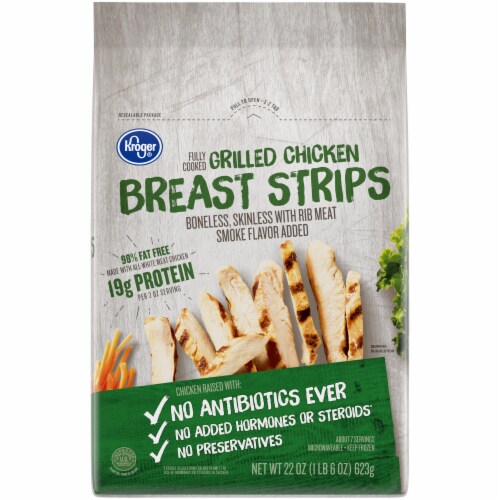 Kroger® Frozen Fully Cooked Grilled Chicken Breast Strips Perspective: front