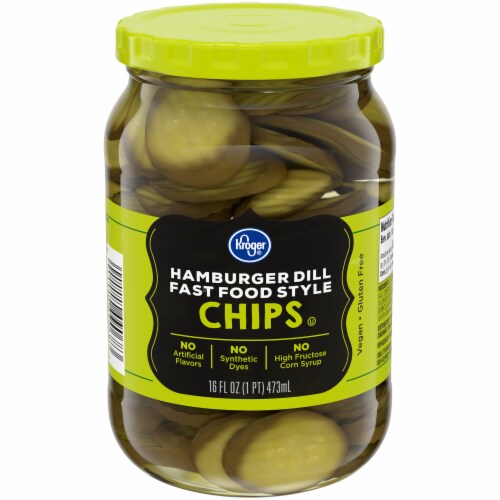Kroger® Fast Food Style Hamburger Dill Pickle Chips Perspective: front