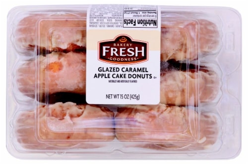 Bakery Fresh Glazed Caramel Apple Cake Donuts Perspective: front