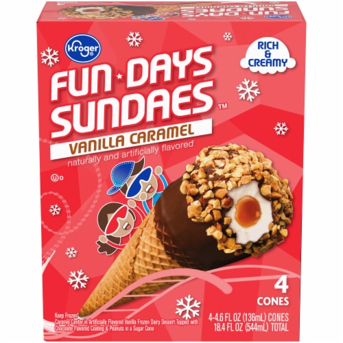 Kroger® Fun Days Sundaes™ Vanilla Caramel Cones Perspective: front