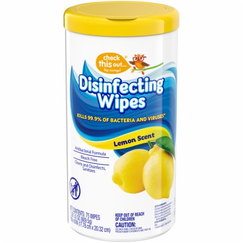 Check This Out Disinfecting Wipes Lemon Scent Perspective: front