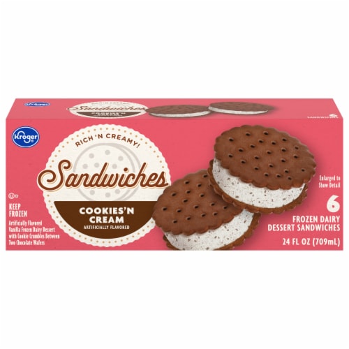 Kroger® Big Wheels Cookies & Cream Ice Cream Sandwiches Perspective: front