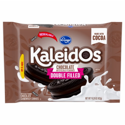 Kroger Kaleidos Chocolate Double Filled Chocolate Sandwich Cookies Perspective: front