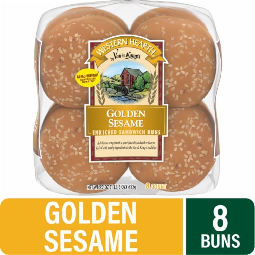 Western Hearth® Golden Sesame Extra Large Enriched Sandwich Buns Perspective: front