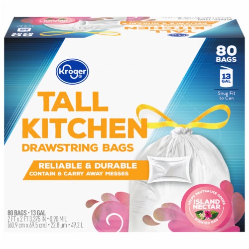 Kroger® Island Nectar Scent 13 Gallon Tall Kitchen Drawstring Trash Bags,  80 ct - Baker's