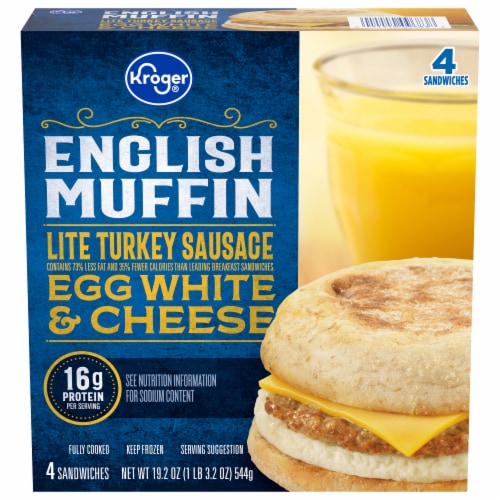 Kroger® Lite Turkey Sausage Egg White & Cheese English Muffin Perspective: front