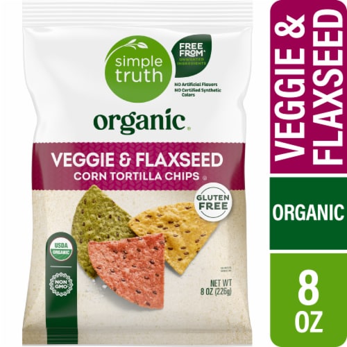 Simple Truth Organic® Veggie & Flaxseed Corn Tortilla Chips Perspective: front