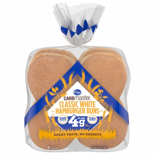 Kroger® CarbMaster® Classic White Hamburger Buns Perspective: front