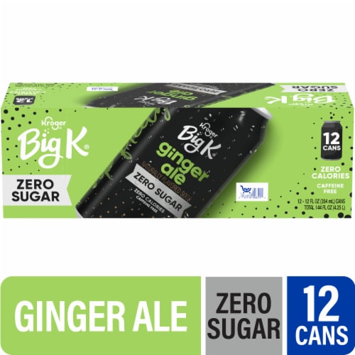 Big K® Ginger Ale Zero Sugar Caffeine Free Soda Cans Perspective: front