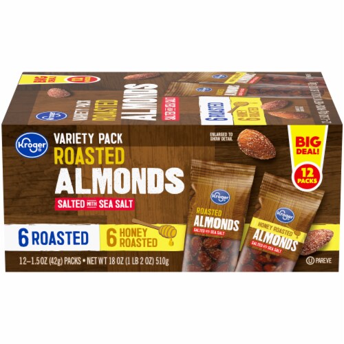 Kroger® Roasted Almonds Salted with Sea Salt Variety Pack Perspective: front