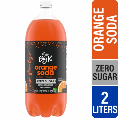 Big K® Orange Zero Sugar Caffeine Free Soda Bottle Perspective: front