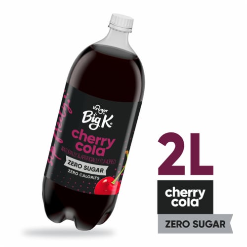 Big K® Cherry Cola Zero Sugar Zero Calorie Soda Bottle Perspective: front