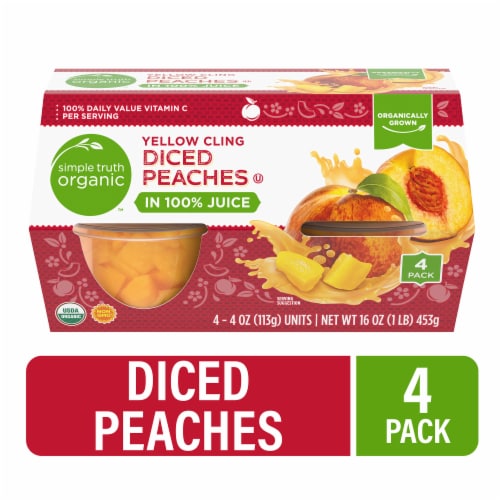 Simple Truth Organic® Yellow Cling Diced Peach Cups in 100% Juice Perspective: front