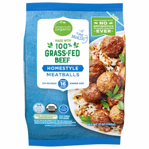 Simple Truth Organic™ 100% Grass-Fed Beef Homestyle Frozen Meatballs Perspective: front