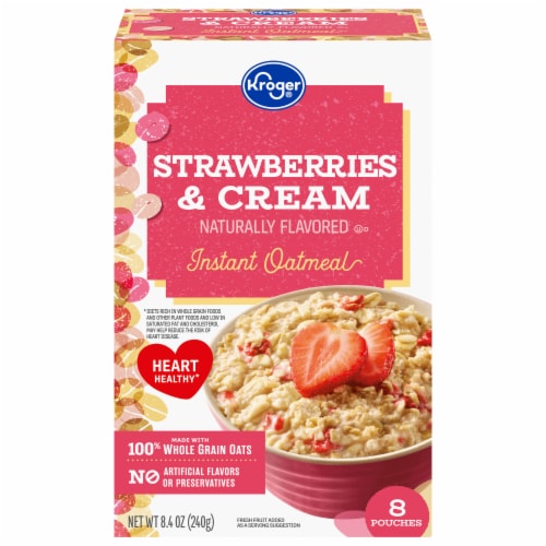 Kroger® Strawberries & Cream Instant Oatmeal Pouches Perspective: front