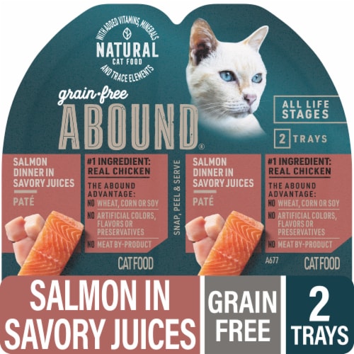 ABOUND® Grain Free All Life Stages Wet Cat Food Salmon Dinner Paté Cups Perspective: front