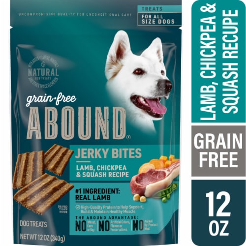 Abound® Grain Free Lamb Flavored Jerky Bites Dog Treats Perspective: front
