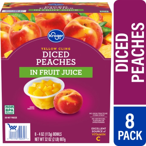 Kroger® Yellow Cling Diced Peach Cups in 100% Juice Perspective: front