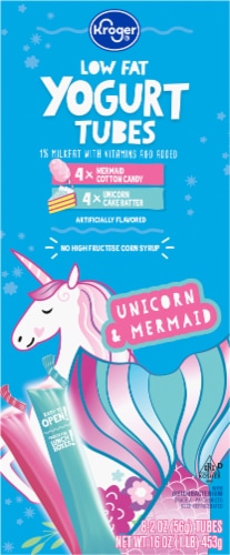 Kroger Unicorn & Mermaid Kids Yogurt Tubes Perspective: front