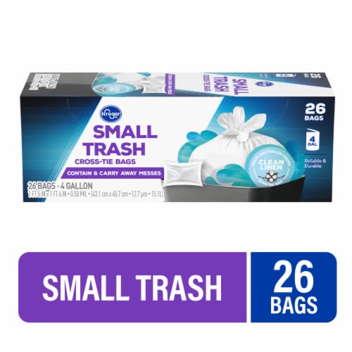 Kroger® 4 Gallon Clean Linen Scent Small Cross-Tie Trash Bags, 26 ct -  Kroger