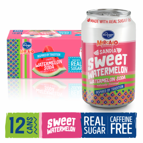 Kroger® Mercado Sweet Watermelon Soda Cans Perspective: front