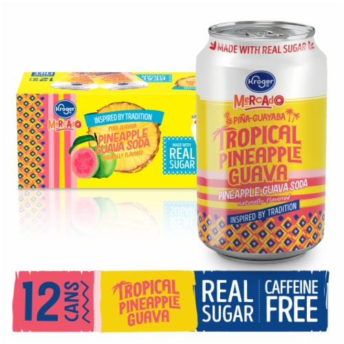 Kroger® Mercado Tropical Pineapple Guava Soda Cans Perspective: front