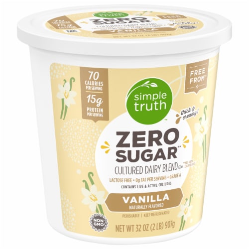 Simple Truth™ Zero Sugar Vanilla Lower Sugar Yogurt Tub Perspective: front