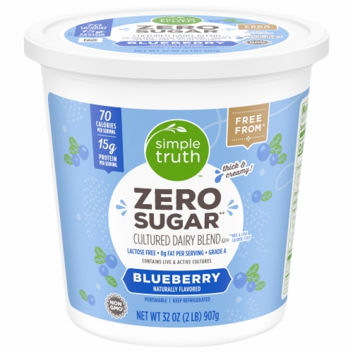 Simple Truth® Blueberry Zero Sugar Lactose Free Cultured Dairy Blend Tub Perspective: front