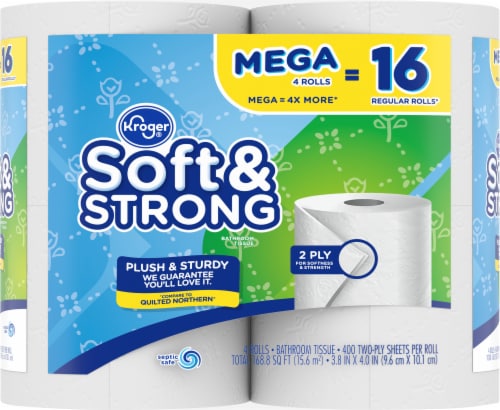 Kroger® Soft & Strong Mega Roll Bathroom Tissue Perspective: front