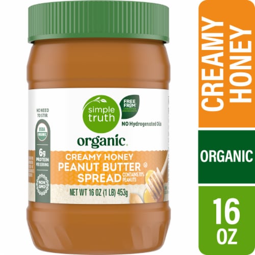 Simple Truth Organic® No Stir Creamy Honey Peanut Butter Spread Perspective: front