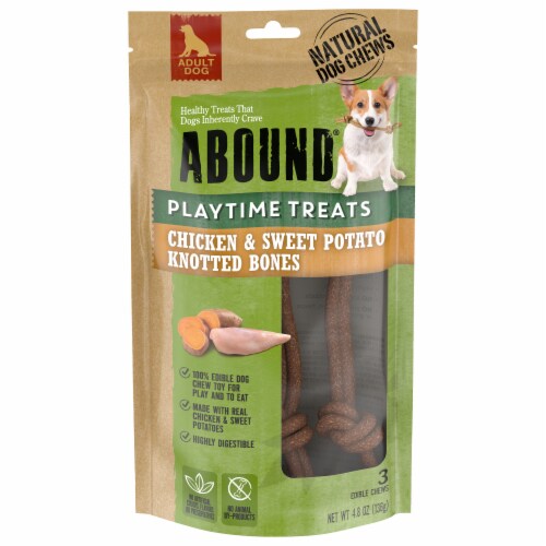 ABOUND Playtime Treats Chicken Sweet Potato Knotted Bones Dog Chews 3 ct 4.8 oz Smith s Food and Drug