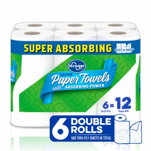 Bounty Double Plus Select-A-Size White Paper Towel Rolls, 2 rolls - Harris  Teeter