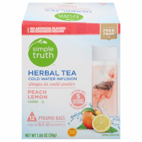Simple Truth™ Peach Lemon Herbal Pyramid Tea Bags Perspective: front