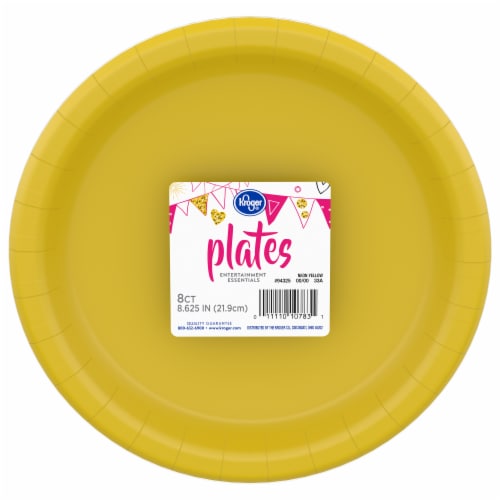 Kroger® Party Plates - Neon Yellow Perspective: front