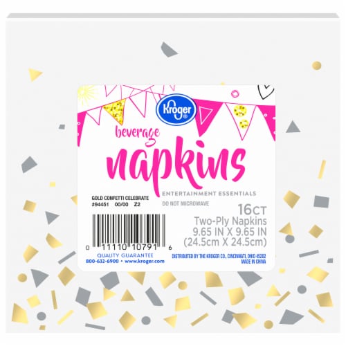 Kroger® Gold Confetti Beverage Napkin Perspective: front