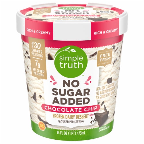 Simple Truth™ No Sugar Added Chocolate Chip Frozen Dairy Dessert Pint Perspective: front