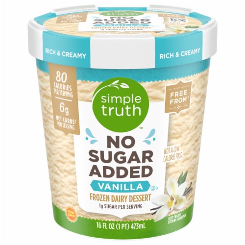 Simple Truth™ No Sugar Added Vanilla Frozen Dairy Dessert Pint Perspective: front