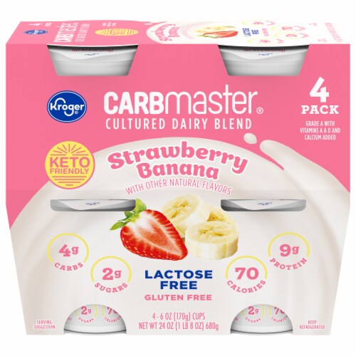 Kroger Carbmaster Strawberry Banana Low Fat Yogurt Cups Perspective: front
