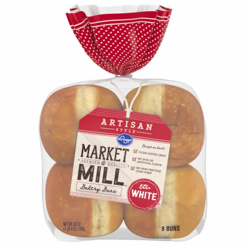 Kroger® Market & Mill™ Artisan Style White Hamburger Buns Perspective: front