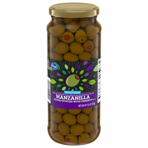 Kroger® Reduced Sodium Manzanilla Pimiento Stuffed Olives Perspective: front