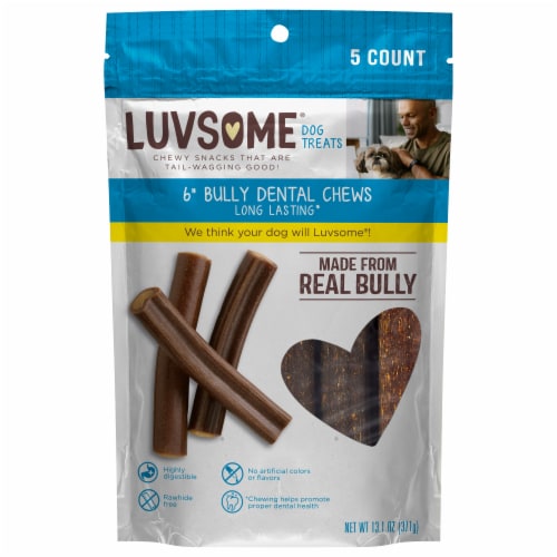 Luvsome® 6"Bully Dental Chews Dog Treats Perspective: front