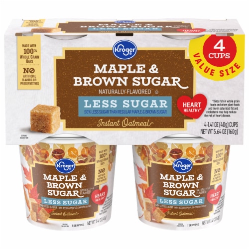 Kroger® Less Sugar Maple & Brown Sugar Instant Oatmeal Cups Perspective: front