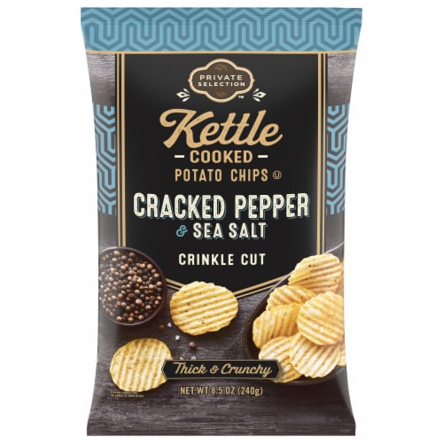 Private Selection™ Sea Salt & Pepper Crinkle Cut Kettle Chips Perspective: front