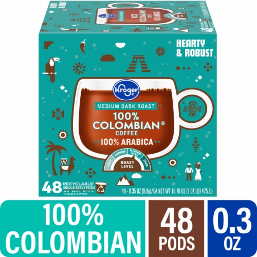 Kroger® 100% Colombian Medium Dark Roast Coffee Pods Perspective: front