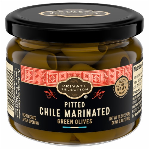Private Selection Chile Marinated Green Olives Perspective: front