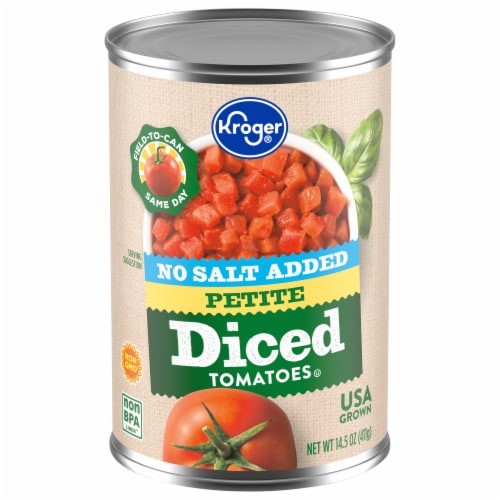 Kroger® No Salt Added Diced Petite Tomatoes Perspective: front
