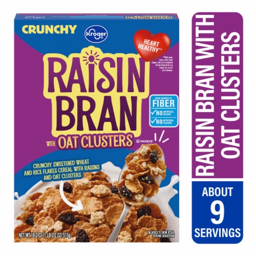 Kroger® Crunchy Raisin Bran with Oat Clusters Cereal Perspective: front